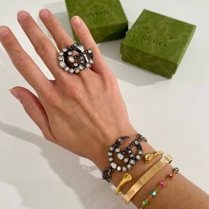 Authentic Gucci Crystal & Silver GG Bracelet w box and dust bag